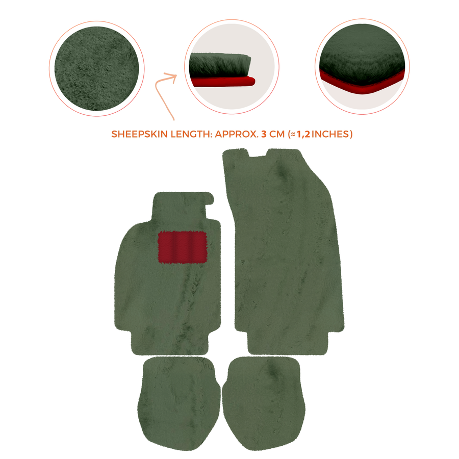 Alfombrillas de piel de oveja para Porsche 911 - 964 (1989-1994) - Longitud de piel de oveja, varias opciones de color