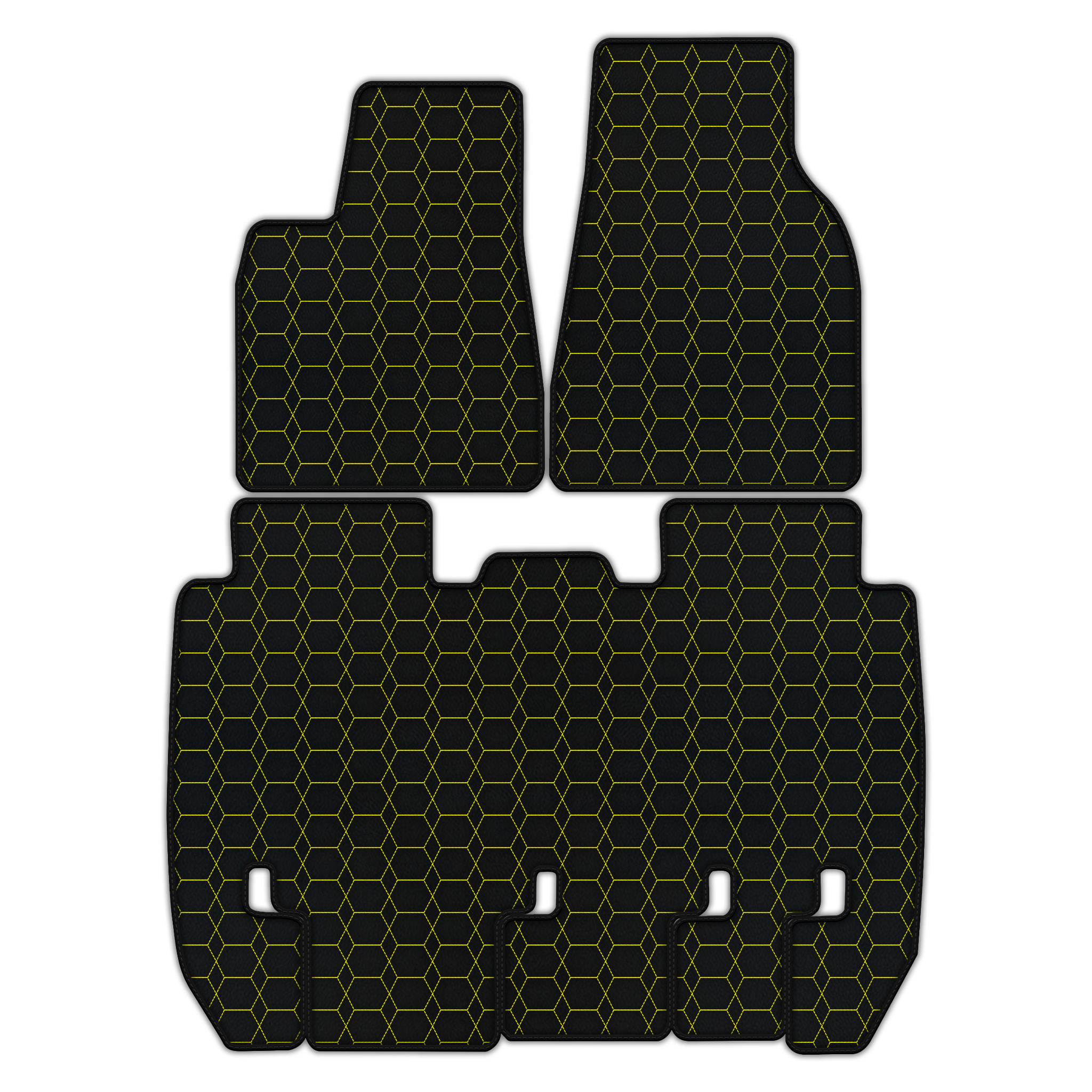 Customizable Leather Floor Mats with Hexagon Hex Pattern for Tesla Model X - 5 Seats (2016-2025)