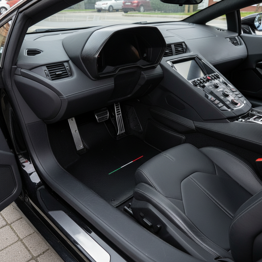 Anpassbare Fußmatten für Lamborghini Aventador Carbonfaser-Leder Limited Edition