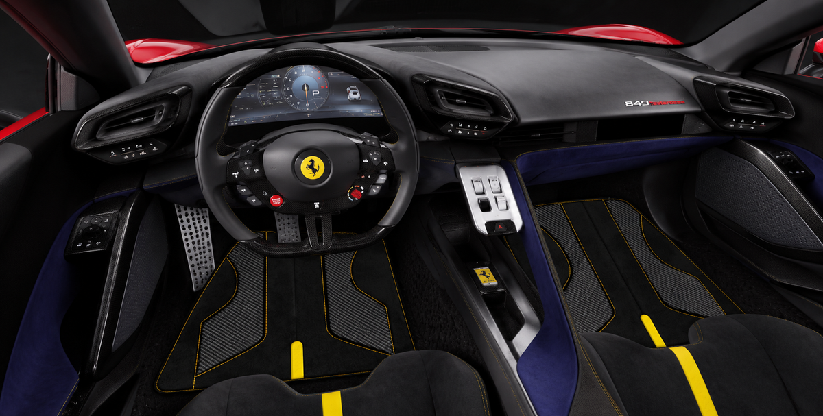 Tapis de voiture en cuir personnalisables avec motif AW22 pour Ferrari 849 Testarossa (2026-2027)