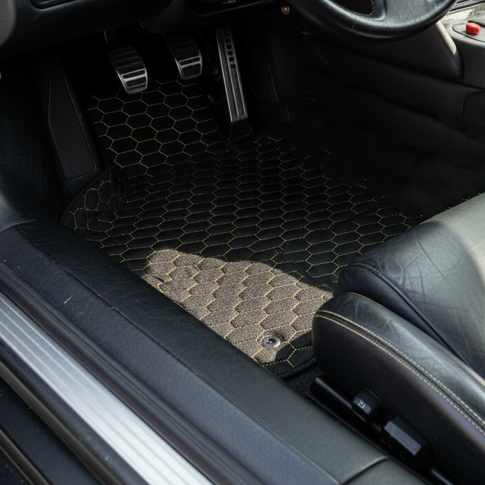Customizable Leather Floor Mats with Vertical Hex Pattern for Lamborghini Diablo (1990-2001) - AutoWin