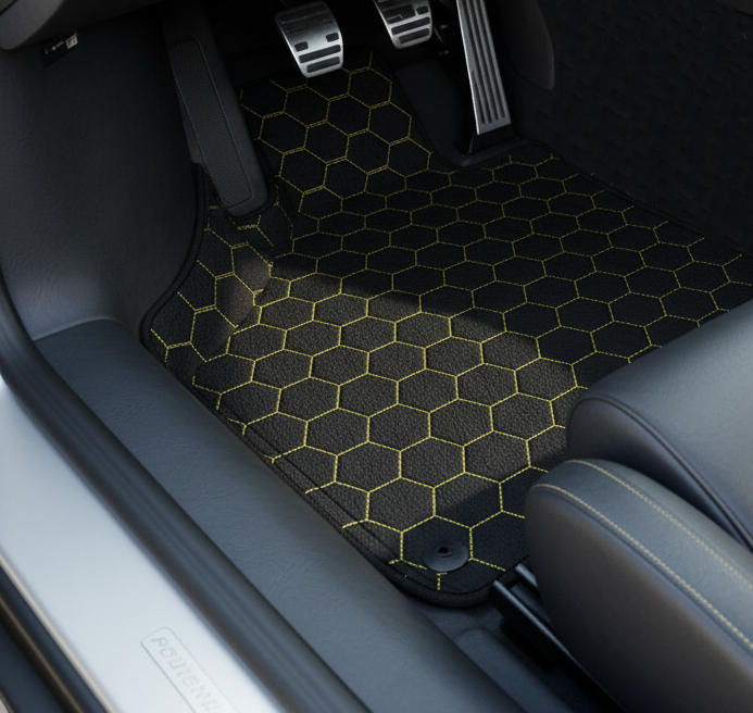 Customizable Leather Floor Mats with Symmetrical Hex Pattern for Lamborghini Diablo (1990-2001)