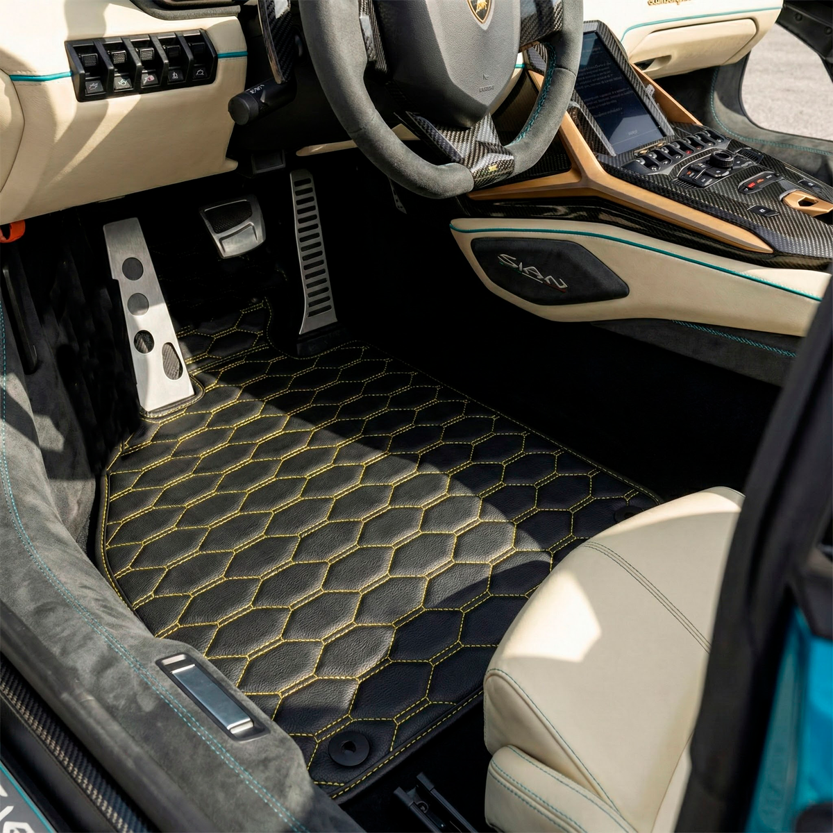 Customizable Leather Floor Mats with Divario Pattern for Lamborghini Sian (2020-2022)