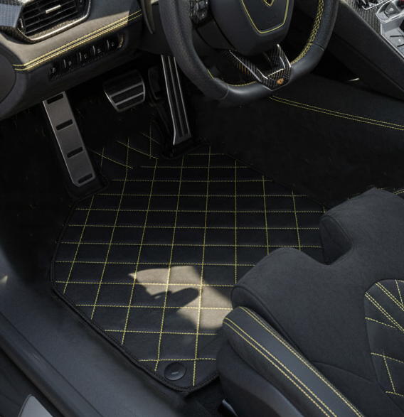 Customizable Leather Floor Mats with Single Diamond Pattern for Lamborghini Sian (2020-2022)