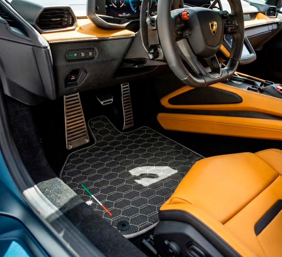 Tapis de voiture en cuir en fibre de carbone pour Lamborghini Temerario (2025-2026)