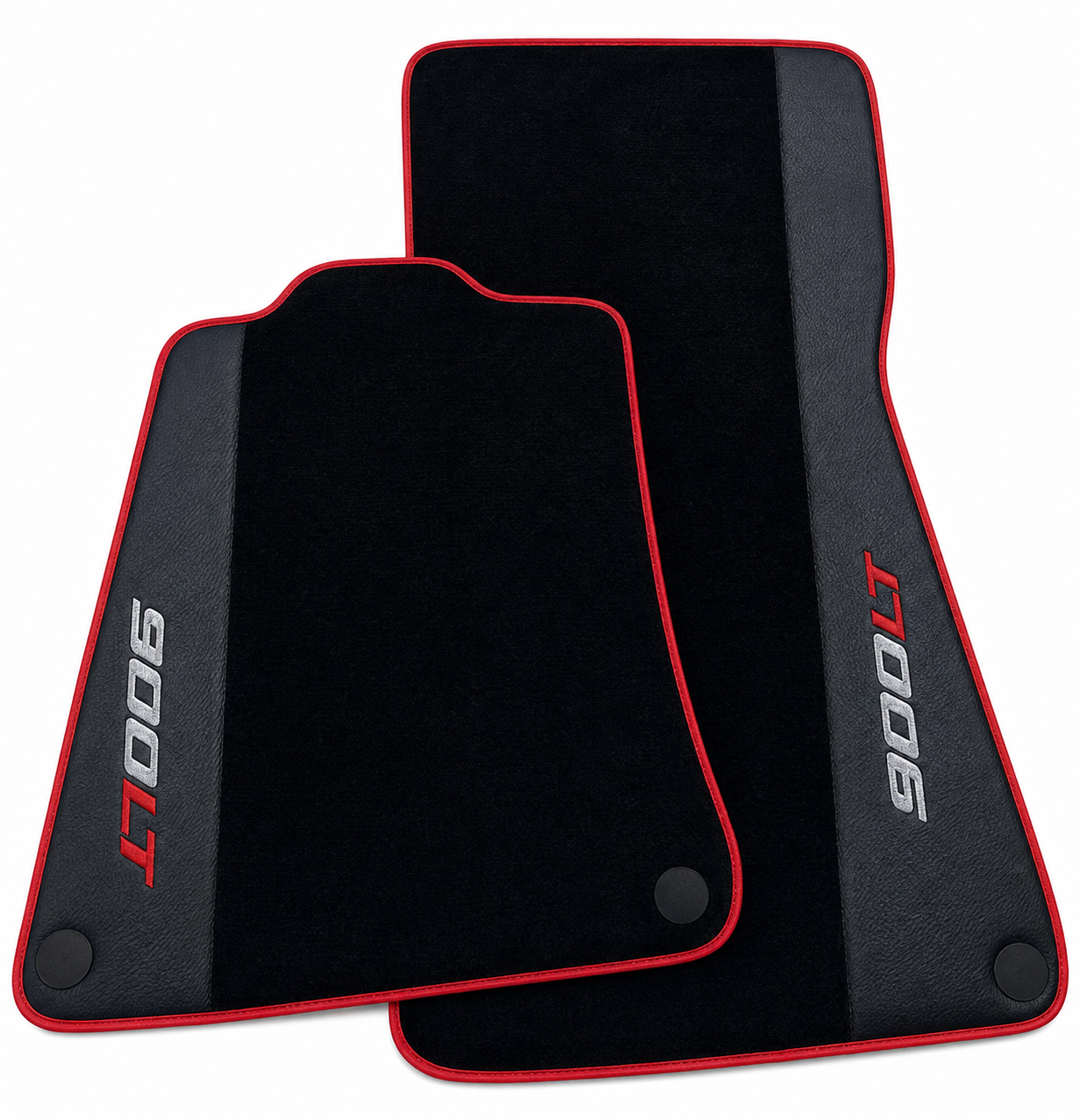 Black Floor Mats For McLaren 720S - 900 LT Tailored With Red Trim