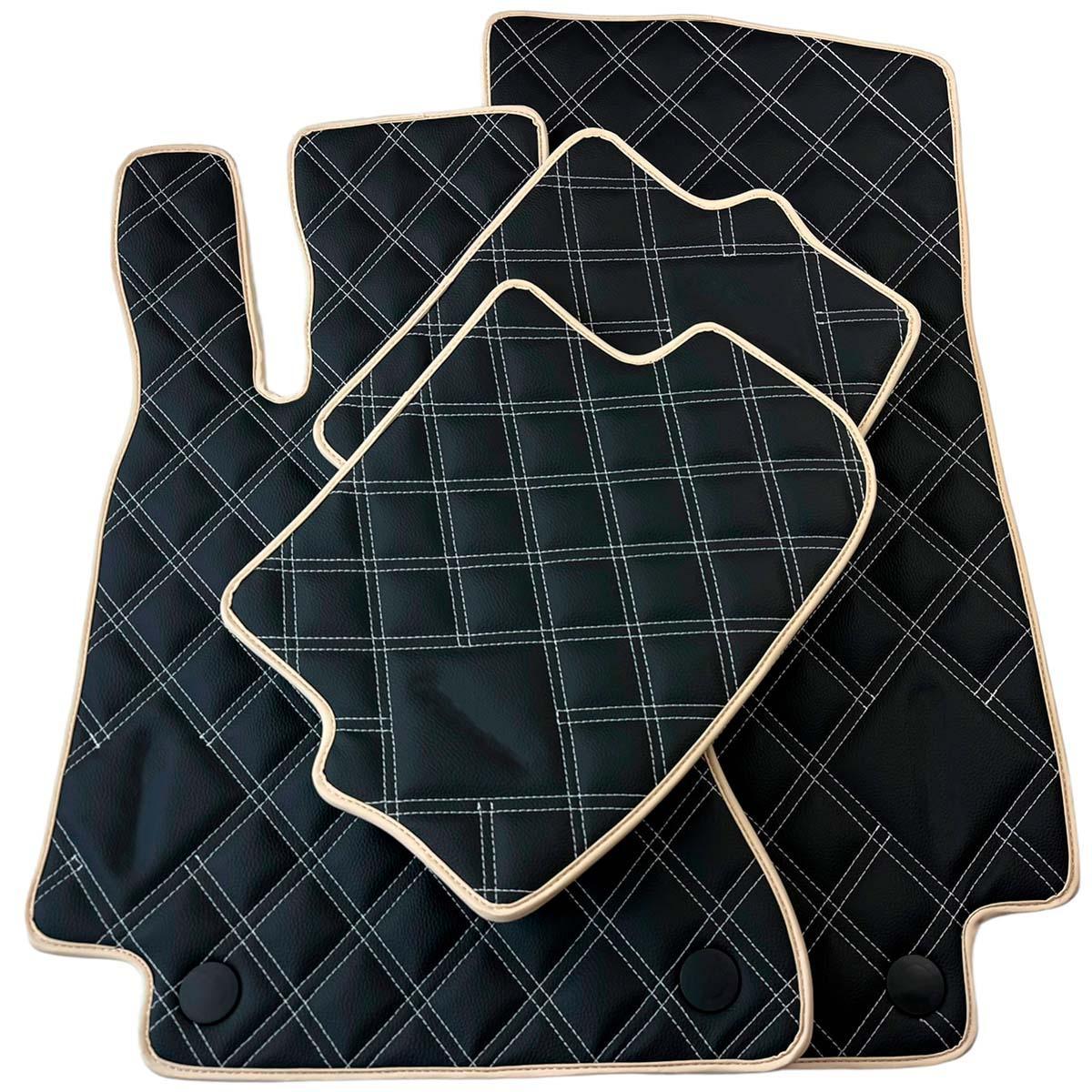 Customizable Black and Beige Trim Floor Mats For Mercedes Benz S-Class X222 Maybach (2015-2021) - AutoWin