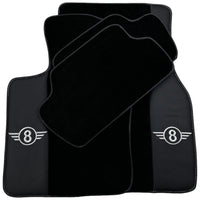 Black Floor Mats for Mini Cooper / One Electric (2020-2023) with Leather - AutoWin