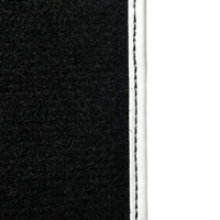 Black Floor Mats for Mini Cooper / One Electric (2020-2023) with Leather | White Trim - AutoWin