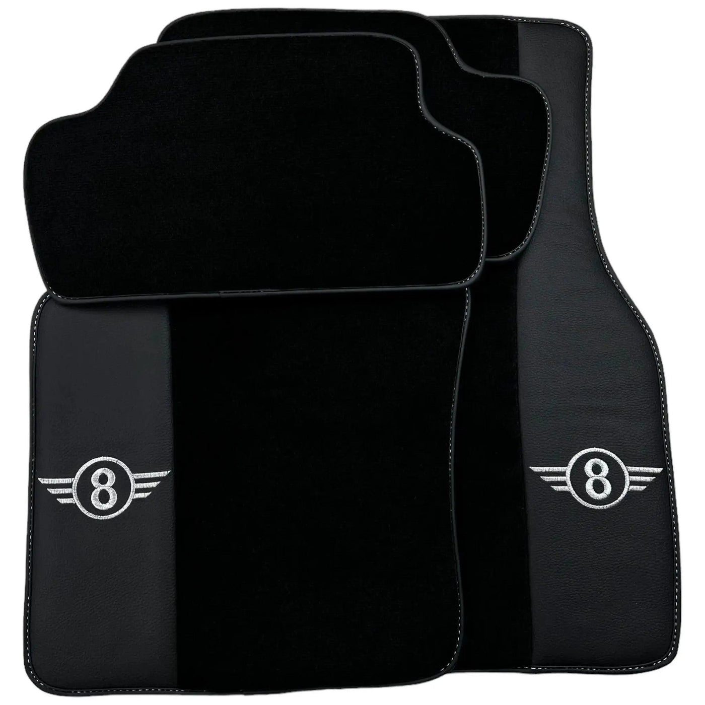 Black Floor Mats for Mini Cooper / One F55 5-doors (2015-2023) with Leather - AutoWin
