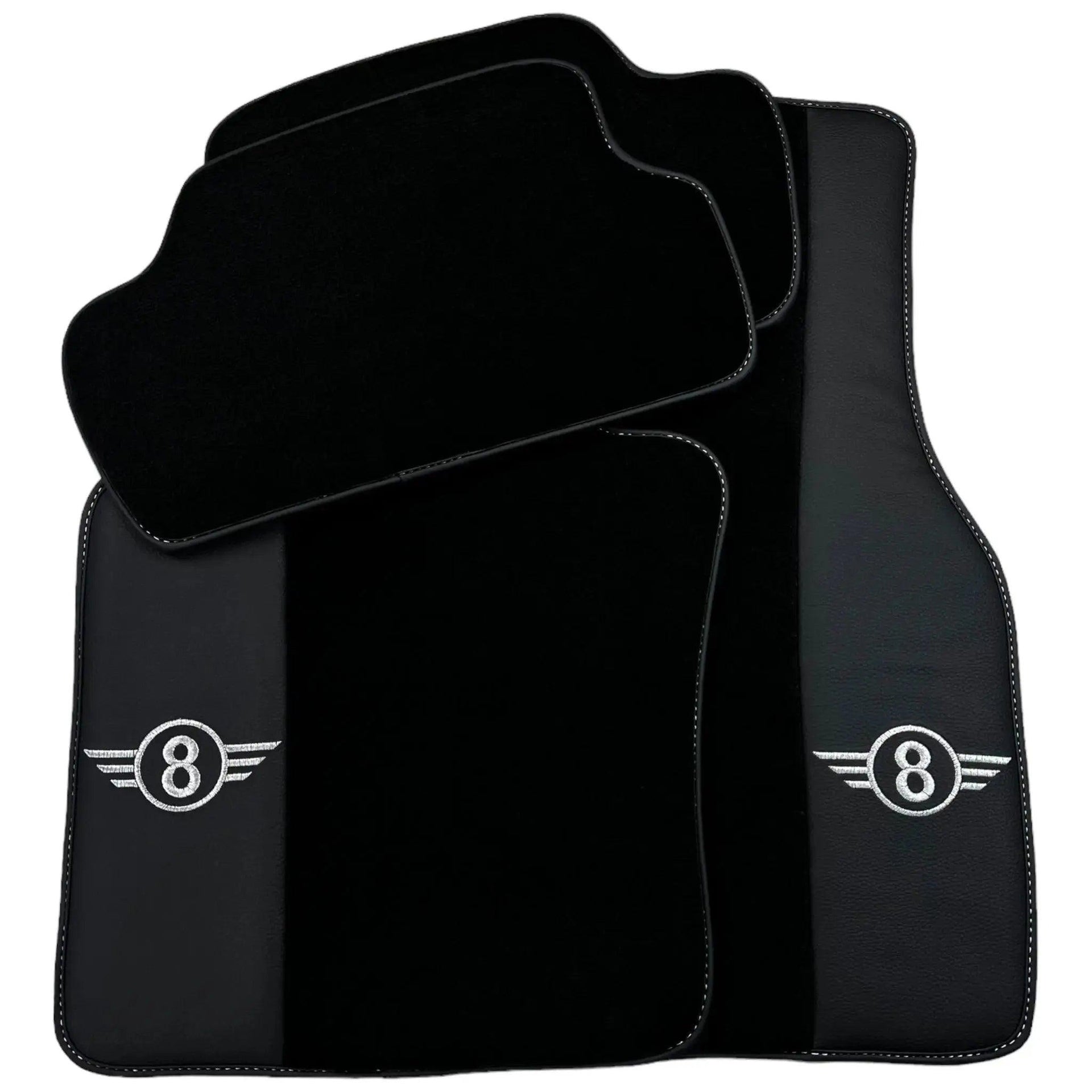 Black Floor Mats for Mini Cooper / One F56 3-doors (2014-2023) with Leather - AutoWin