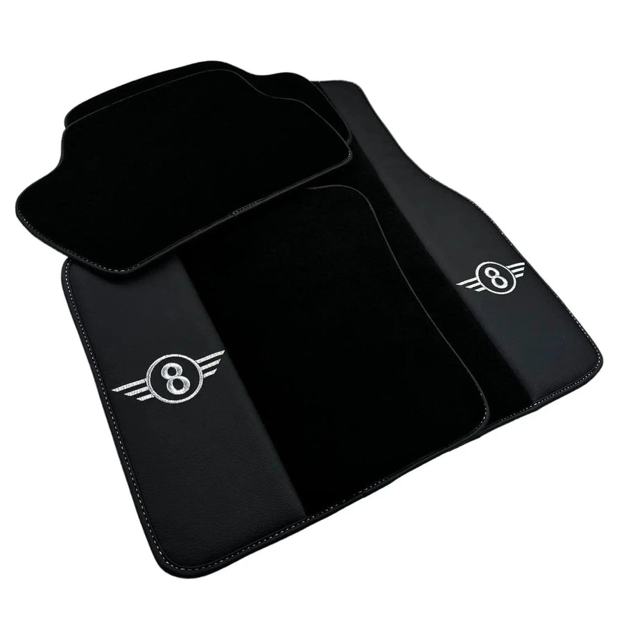 Black Floor Mats for Mini Cooper / One F56 3-doors (2014-2023) with Leather - AutoWin