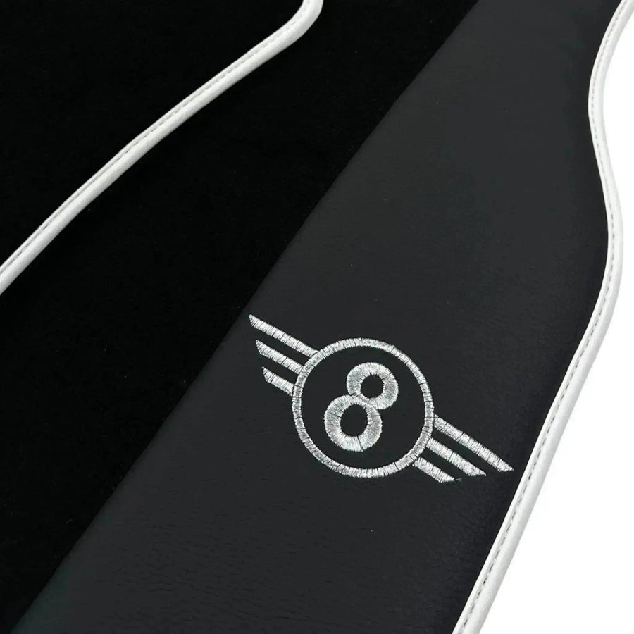 Black Floor Mats for Mini Cooper / One R56 (2007-2014) with Leather | White Trim - AutoWin