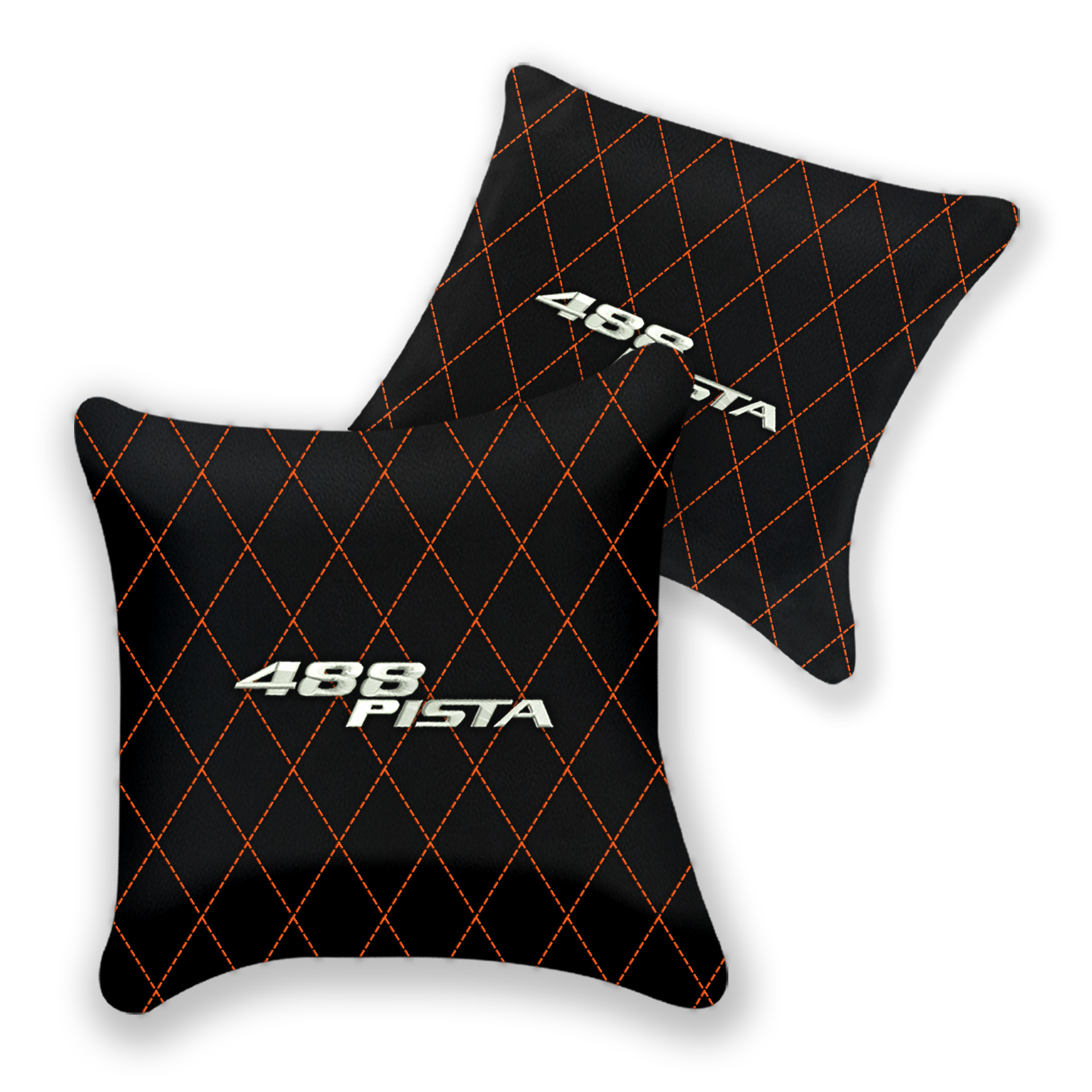 Customizable Black Leather Pillows for Ferrari 488 GTB (2016-2022)