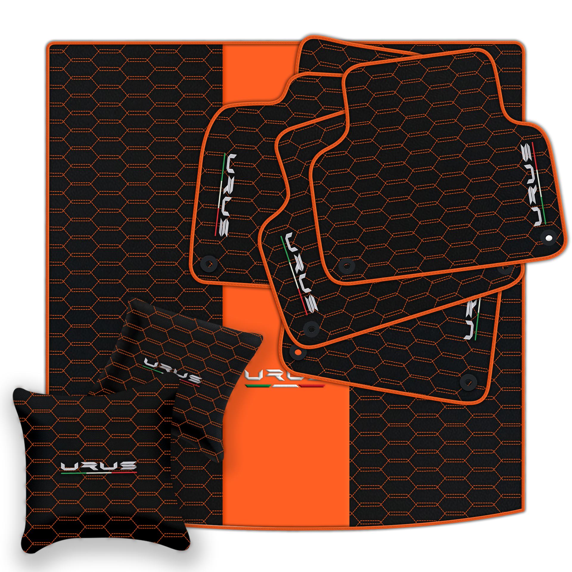 Floor Mats For Lamborghini Urus Black Tailored Yellow Edition - AutoWin.EU