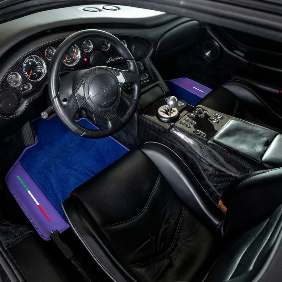 Tapis de voiture bleus personnalisables pour Lamborghini