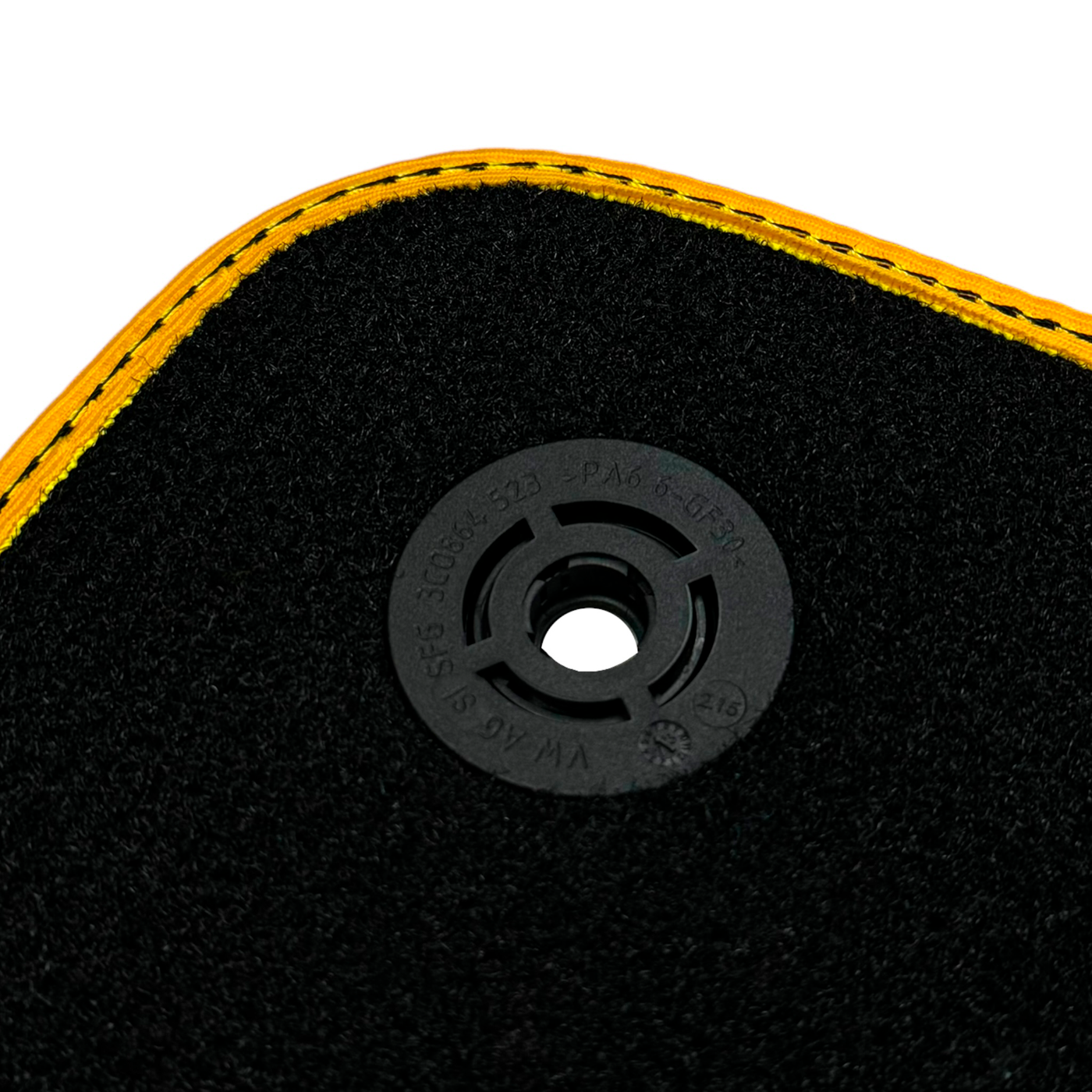 Black Floor Mats for Porsche Taycan (2019-2023) with Leather | Yellow Trim