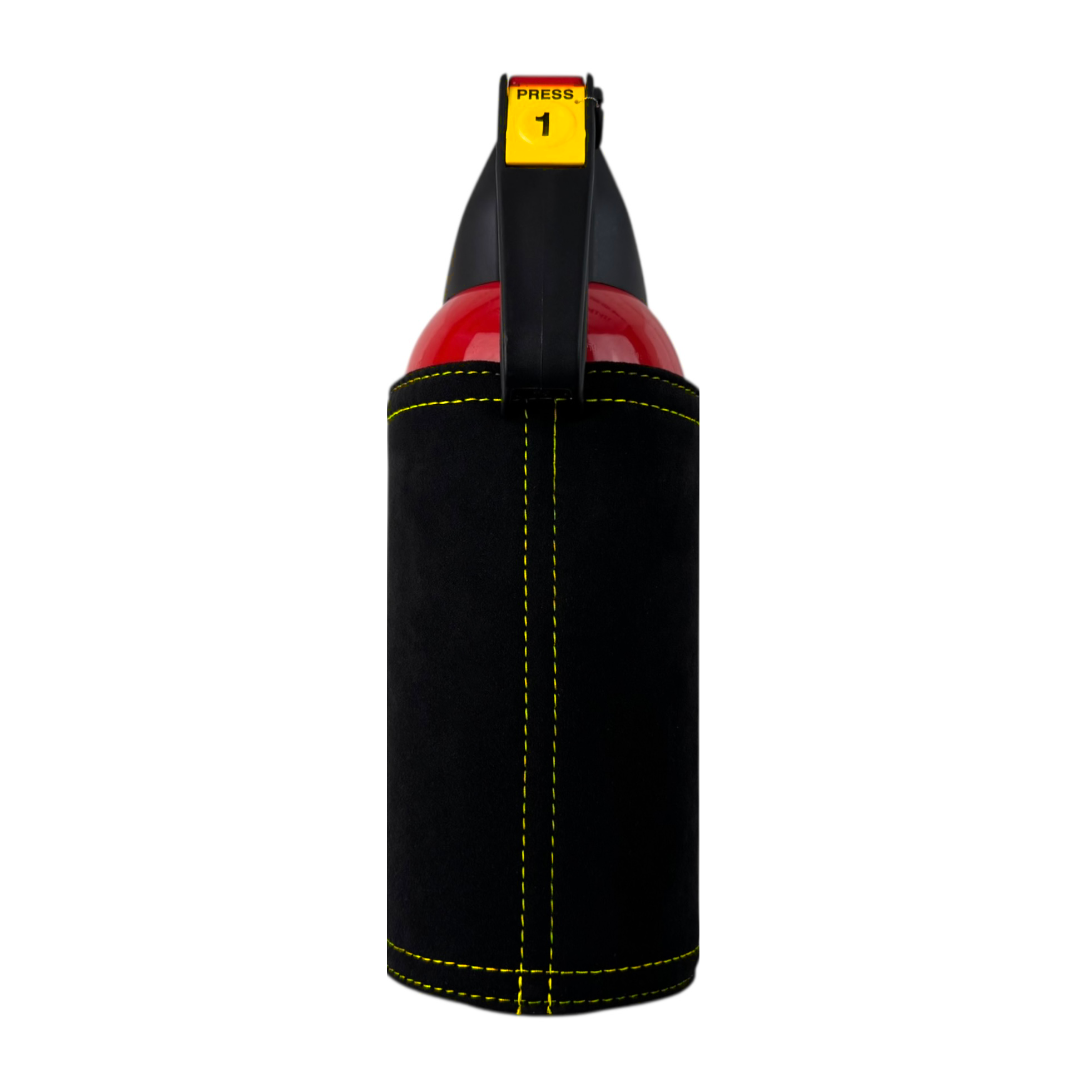 Fire Extinguisher Cover for Ferrari – Black Alcantara with Red Stitching