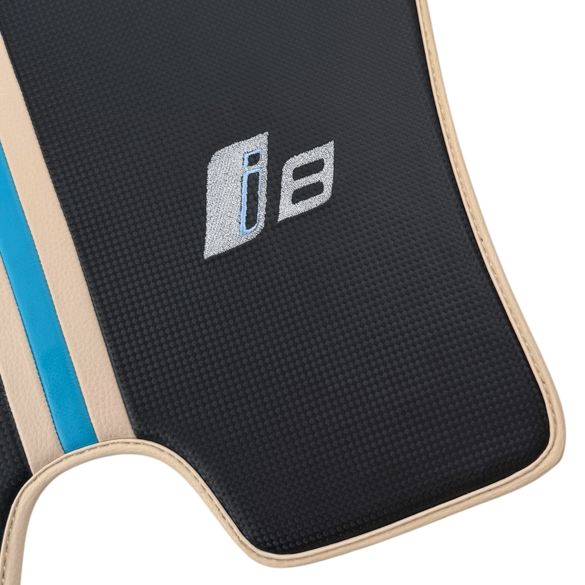 Individualisierbare Fußmatten aus Teppich mit Leder für BMW i8 - AutoWin