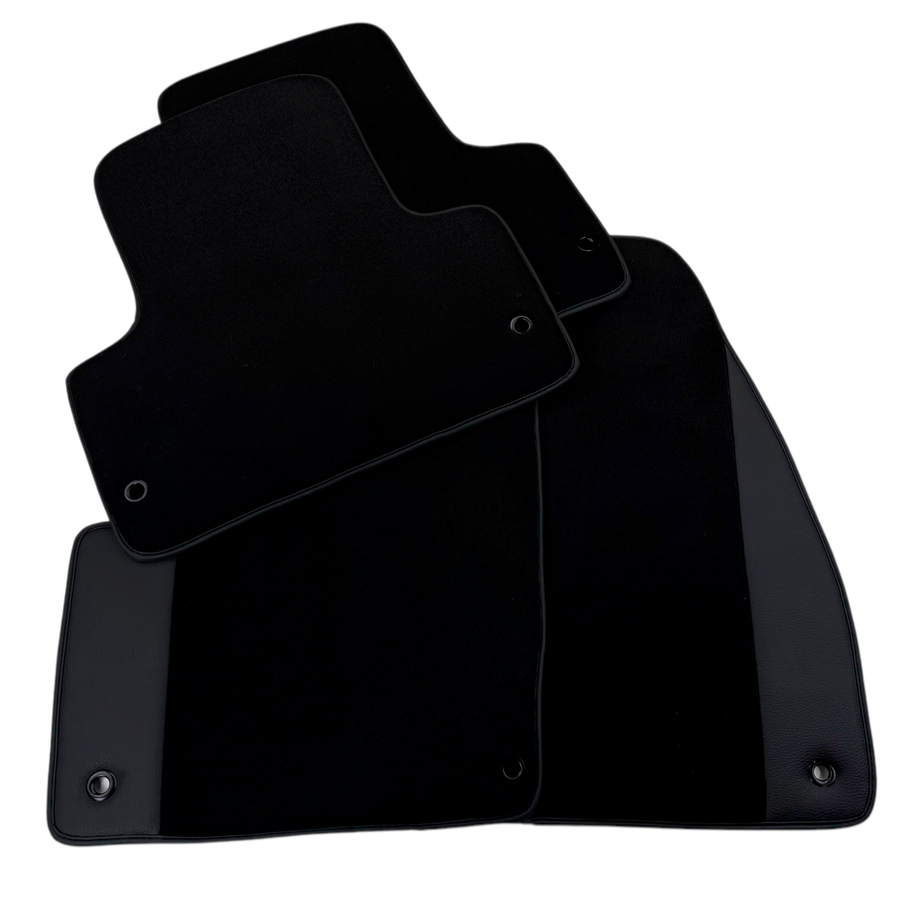 Black Floor Mats for Chevrolet Spark Hatchback (2010-2013) BiFuel with Leather | AutoWin