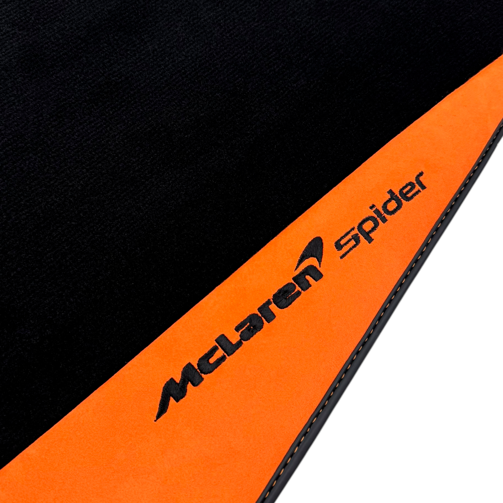 Black Floor Mats For McLaren 600 LT 2018-2020 - Orange Alcantara
