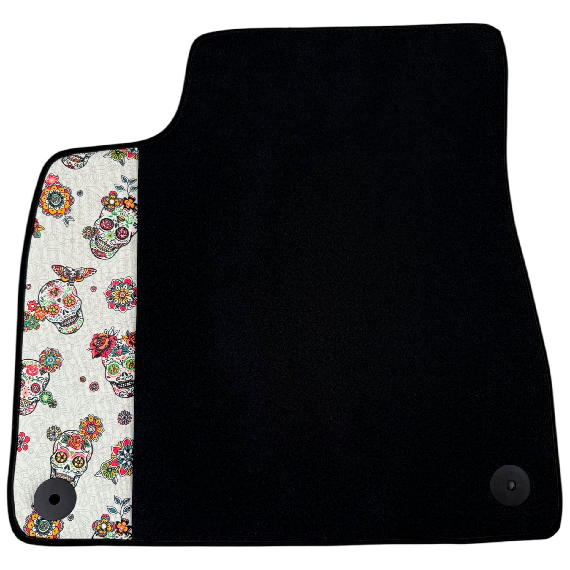 Black Car Floor Mats for Lamborghini Urus (2018-2026) with Floral Skull Design Borders