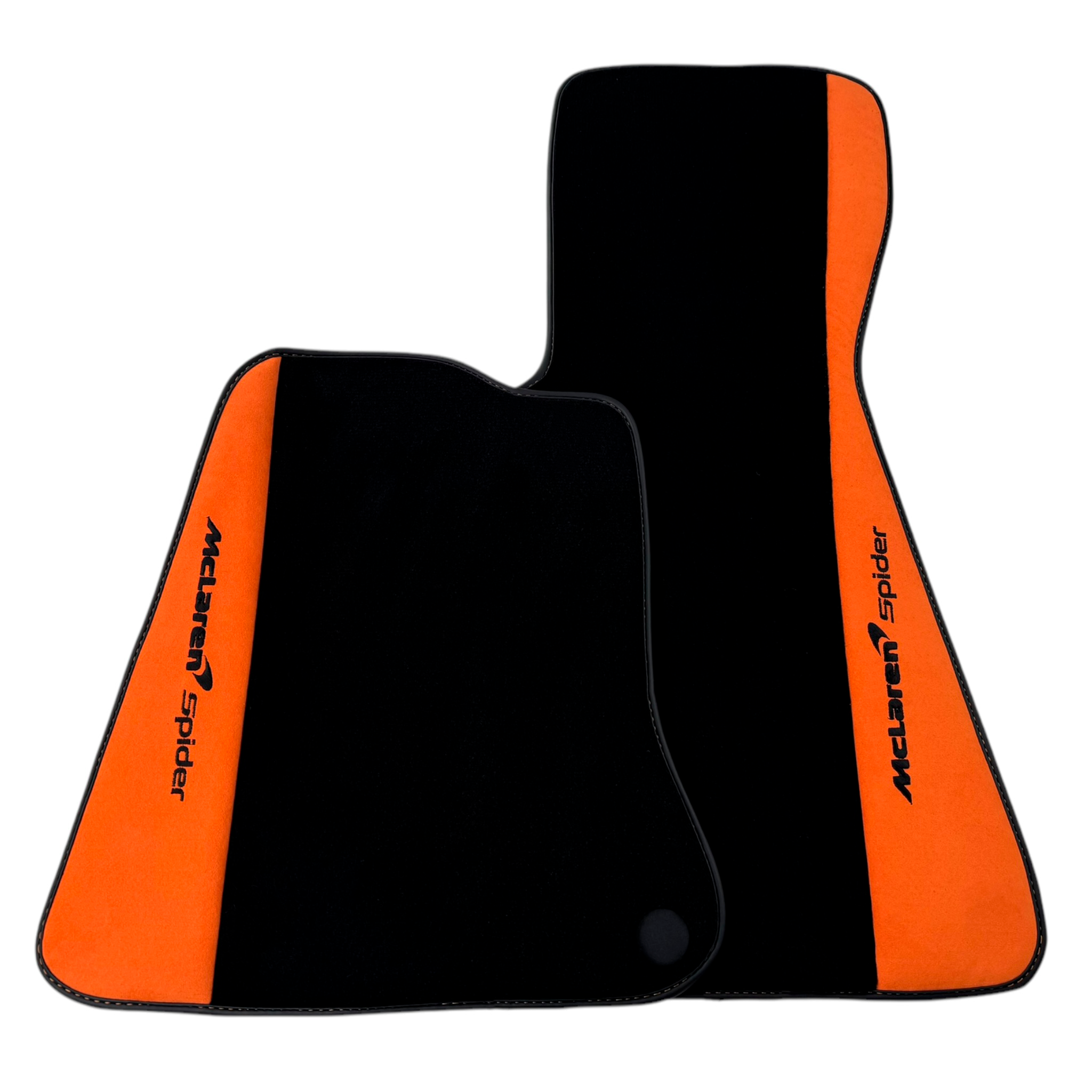 Black Floor Mats For McLaren 600 LT 2018-2020 - Orange Alcantara