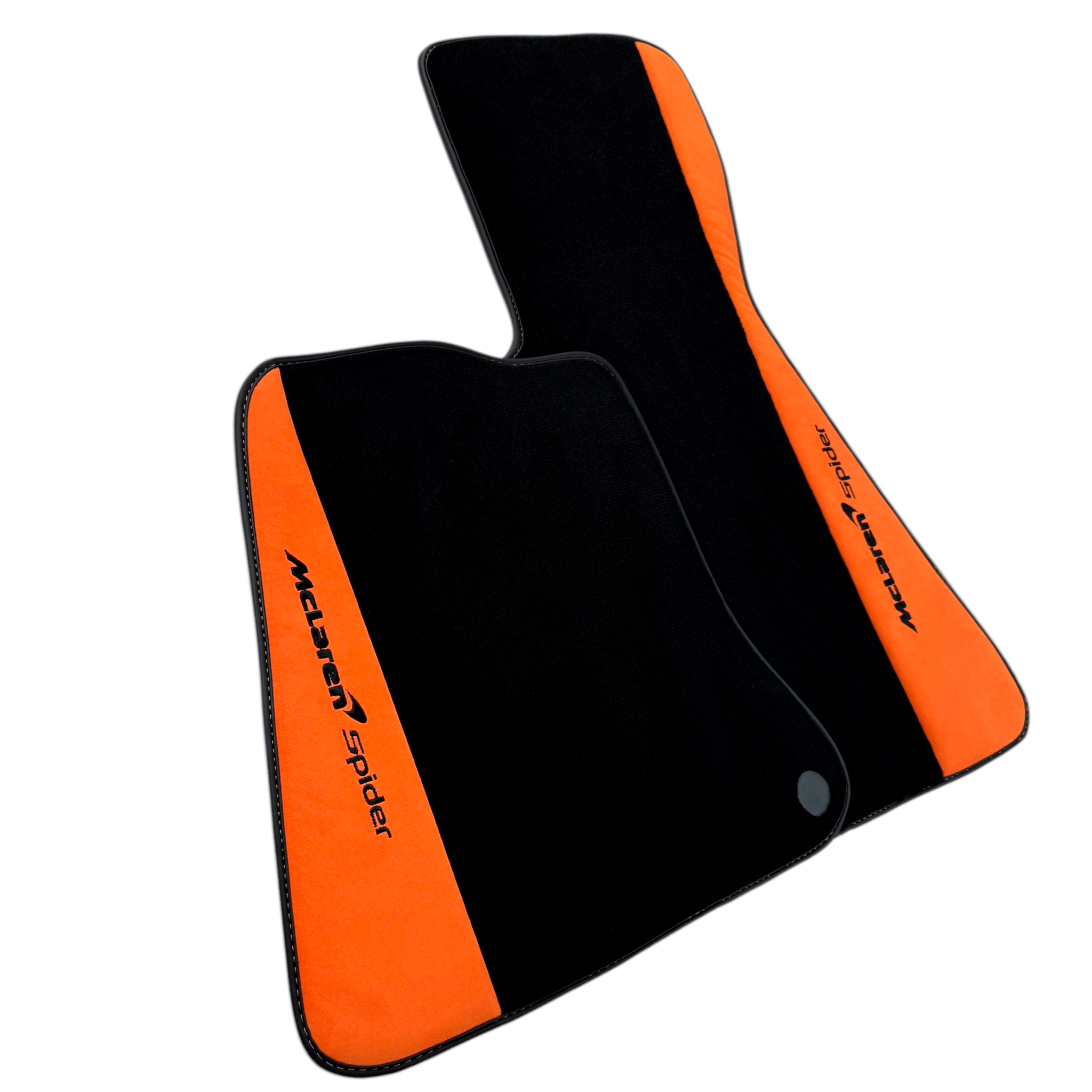 Black Floor Mats For McLaren 600 LT 2018-2020 - Orange Alcantara