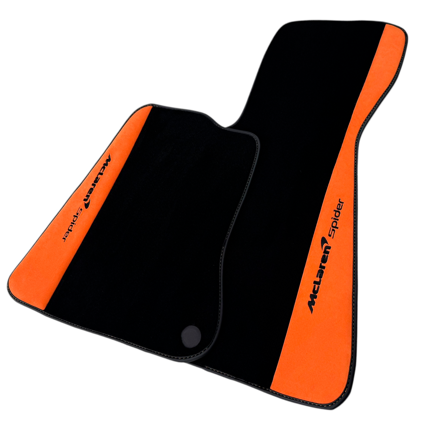 Black Floor Mats For McLaren Spider with Orange Alcantara Leather