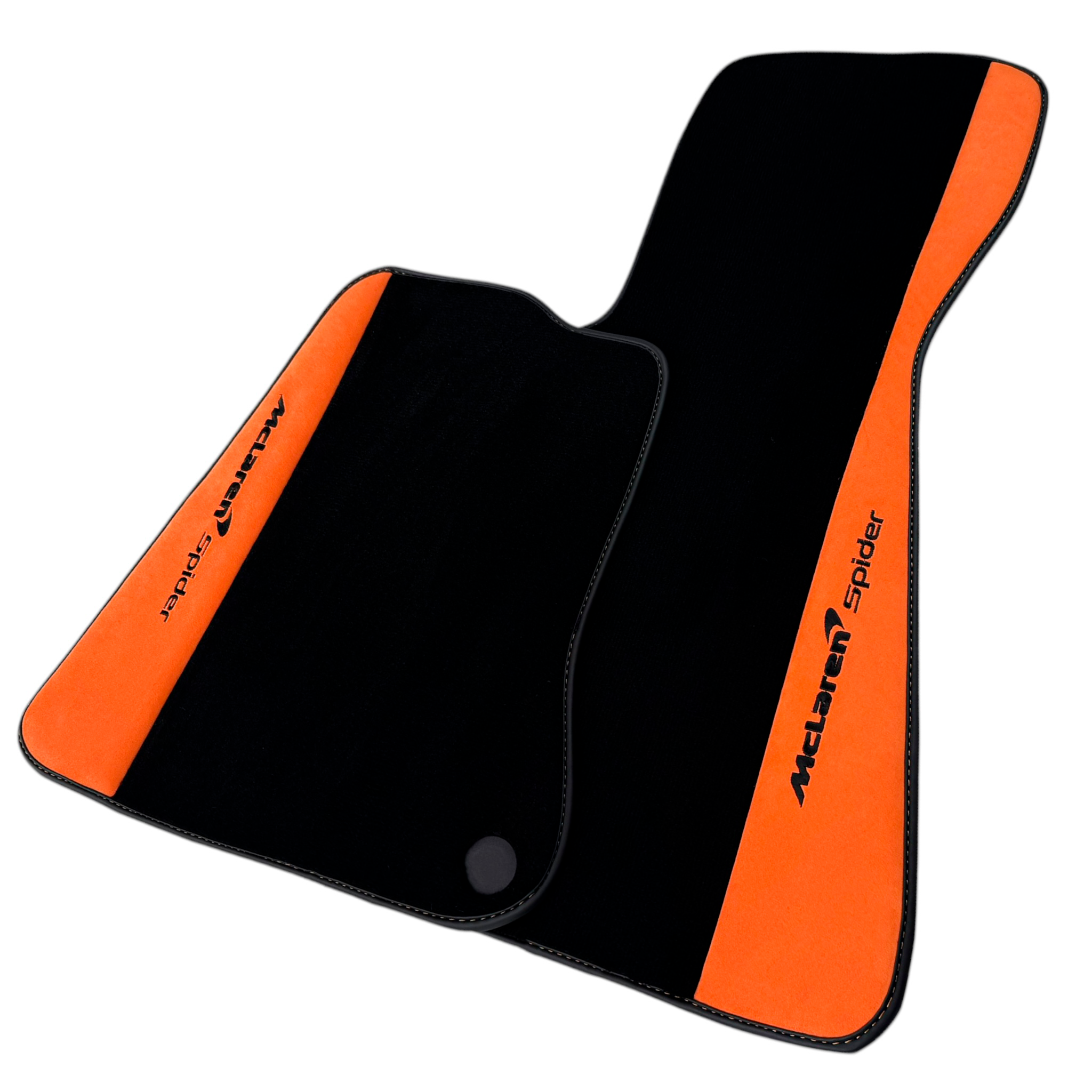 Black Floor Mats For McLaren 600 LT 2018-2020 - Orange Alcantara