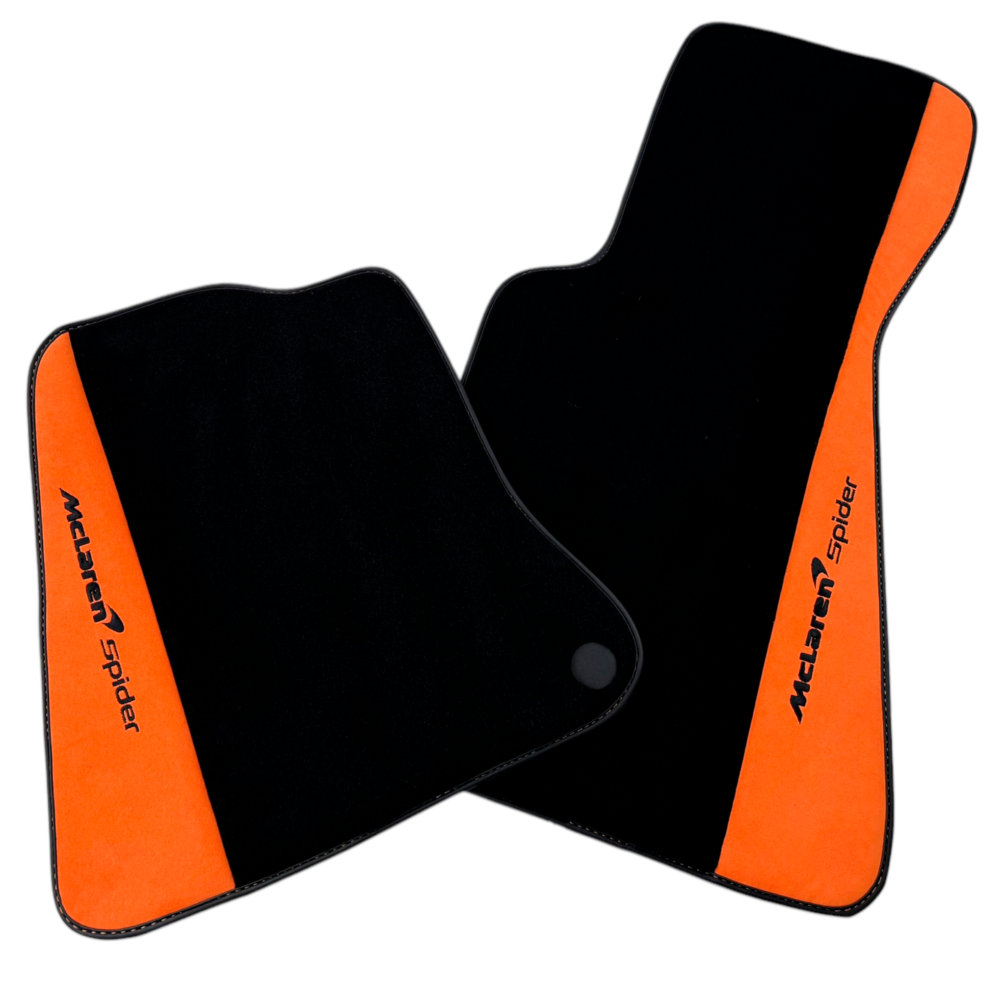 Black Floor Mats For McLaren 600 LT 2018-2020 - Orange Alcantara