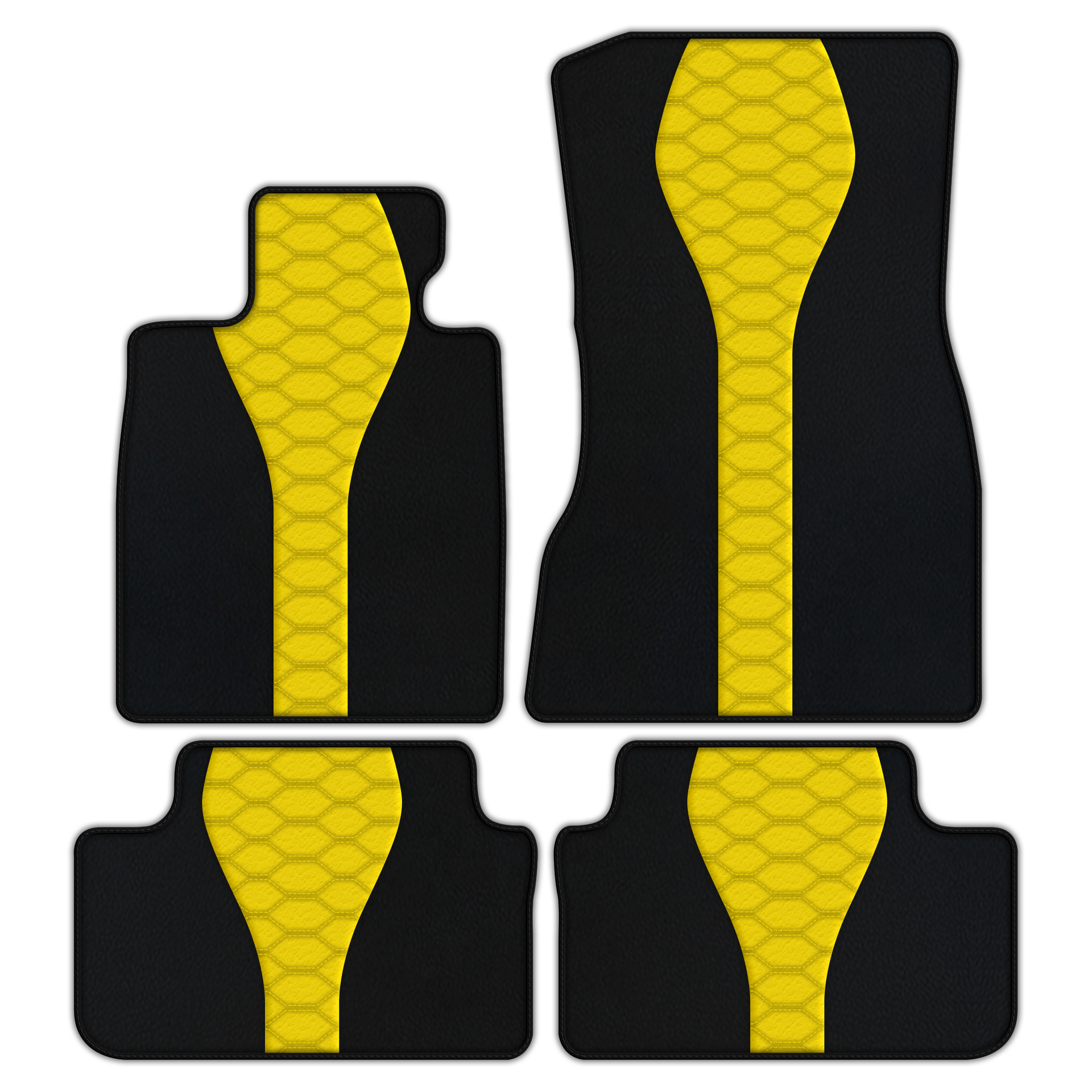 Alfombrillas de coche de cuero personalizables con patrón hexagonal entrelazado para BMW X6M F96 SUV (2020-2024) - AutoWin