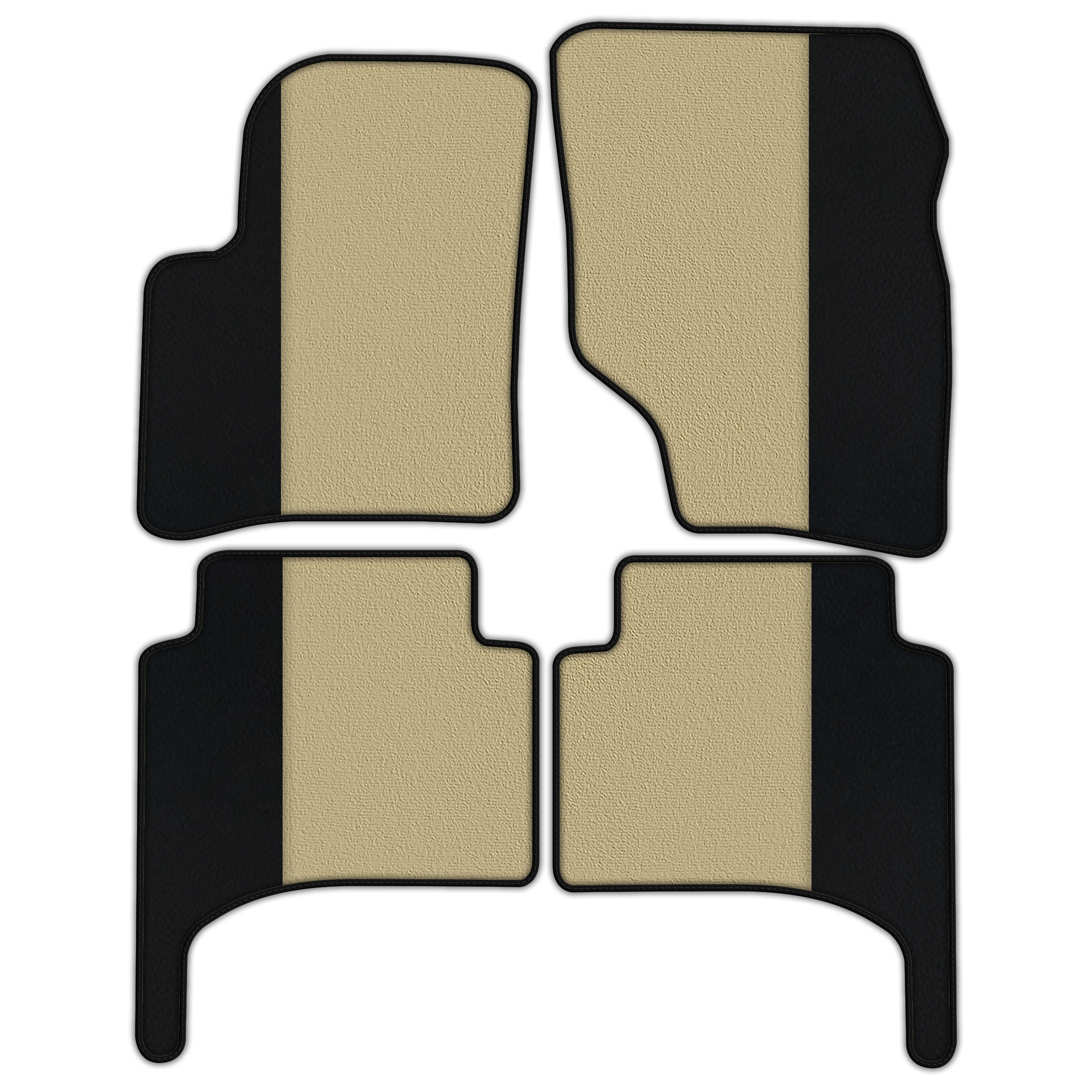 Black Floor Mats for Porsche Cayenne (2003-2010) with Orange Alcantara Leather ER56 Design - AutoWin