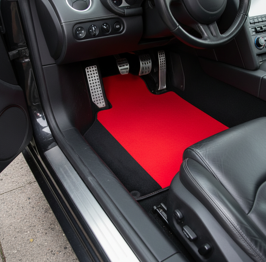 Tapis de voiture rouges sur mesure pour Lamborghini Gallardo avec cuir Alcantara