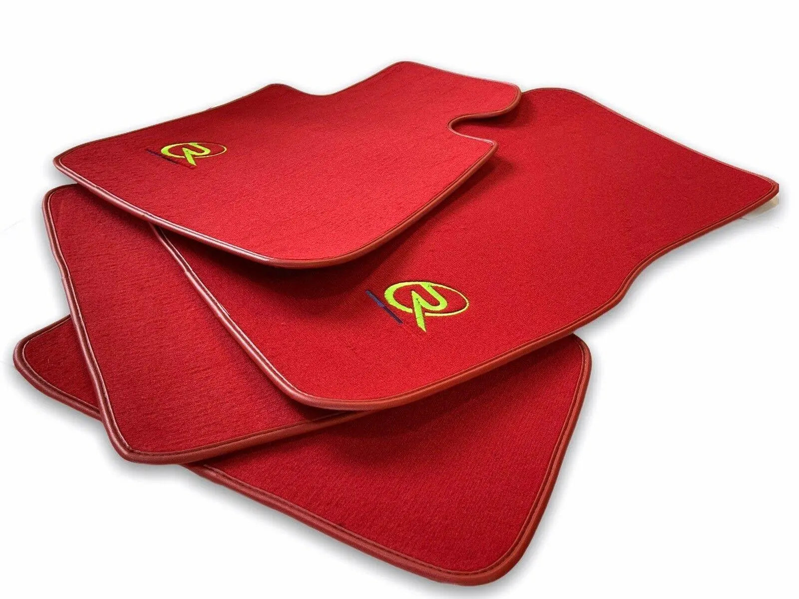 Red Floor Mats For BMW G60 (2023-2026) Sedan ROVBUT Brand Tailored Set Perfect Fit Green SNIP Collection - AutoWin