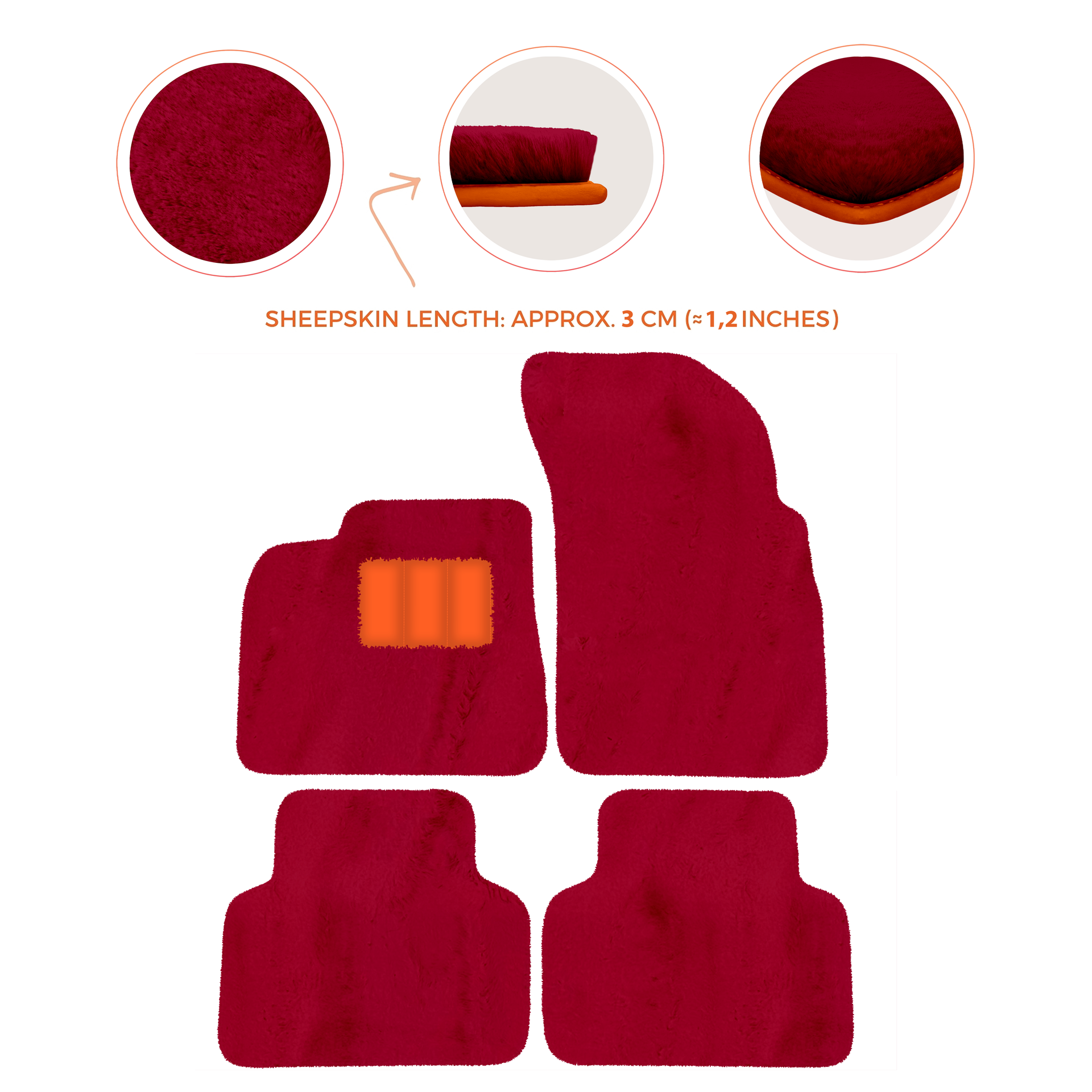 Premium Sheepskin Floor Mats for Lamborghini Countach 1974-1990