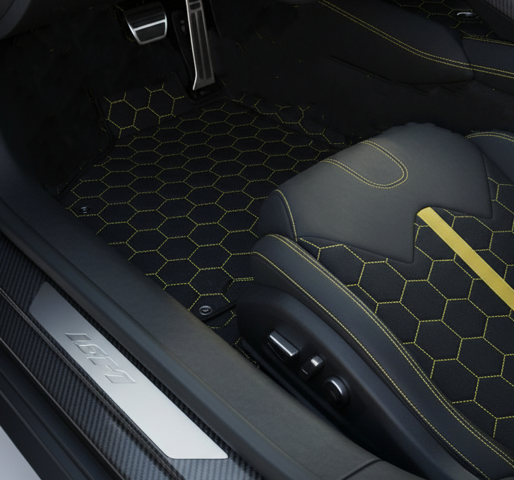 Customizable Leather Floor Mats with Symmetrical Hex Pattern for Lamborghini Sian (2020-2022)