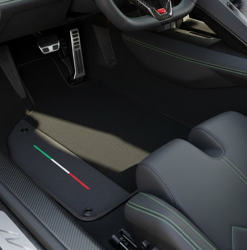 Customizable Black Floor Mats for Lamborghini Sian (2020-2022) with Alcantara Leather