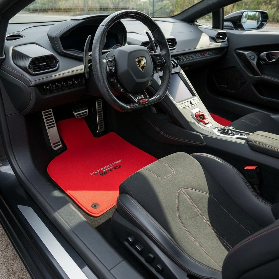 Alfombrillas de coche rojas para Lamborghini Huracan STO