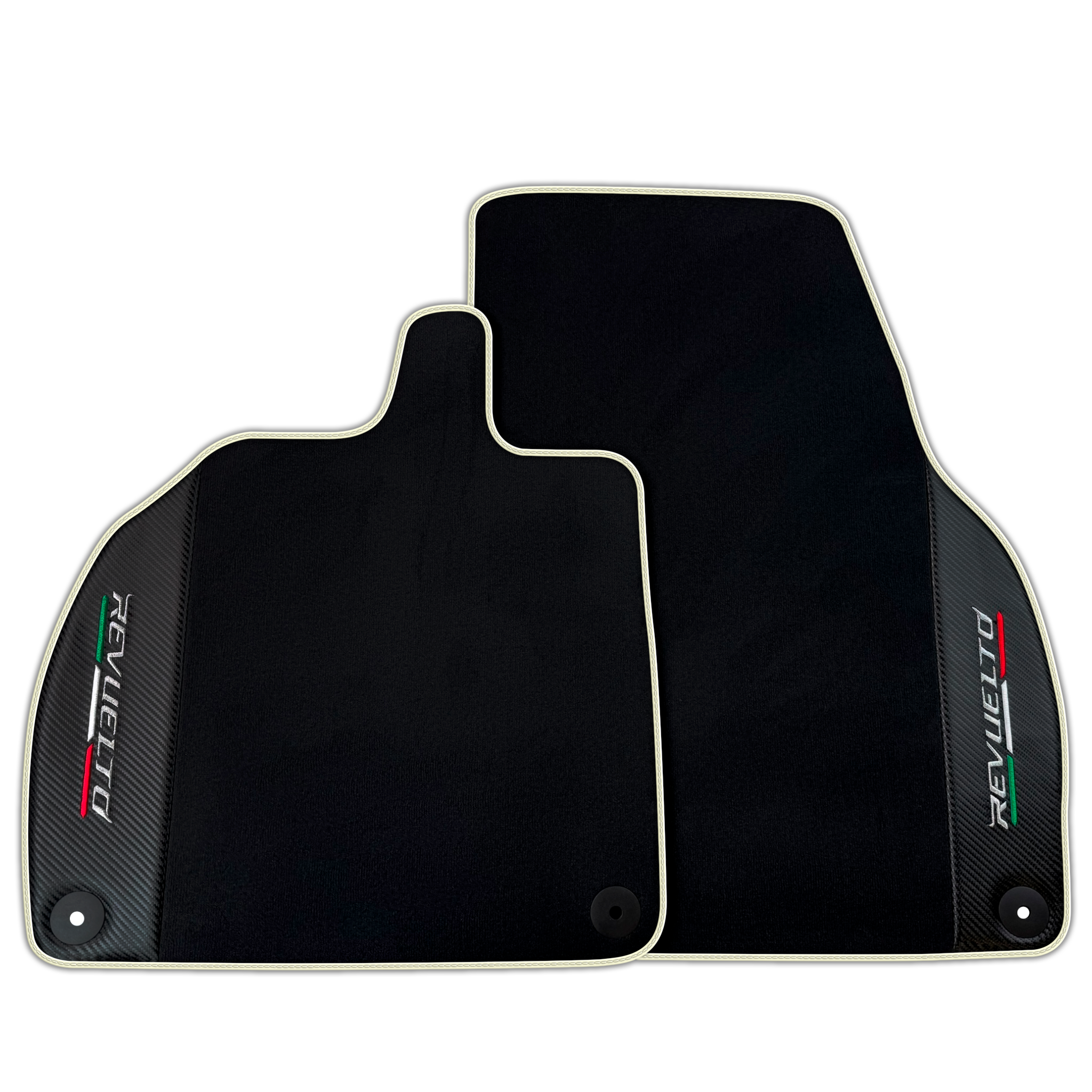 Luxury Black Carbon Fiber Leather Floor Mats for Lamborghini Revuelto