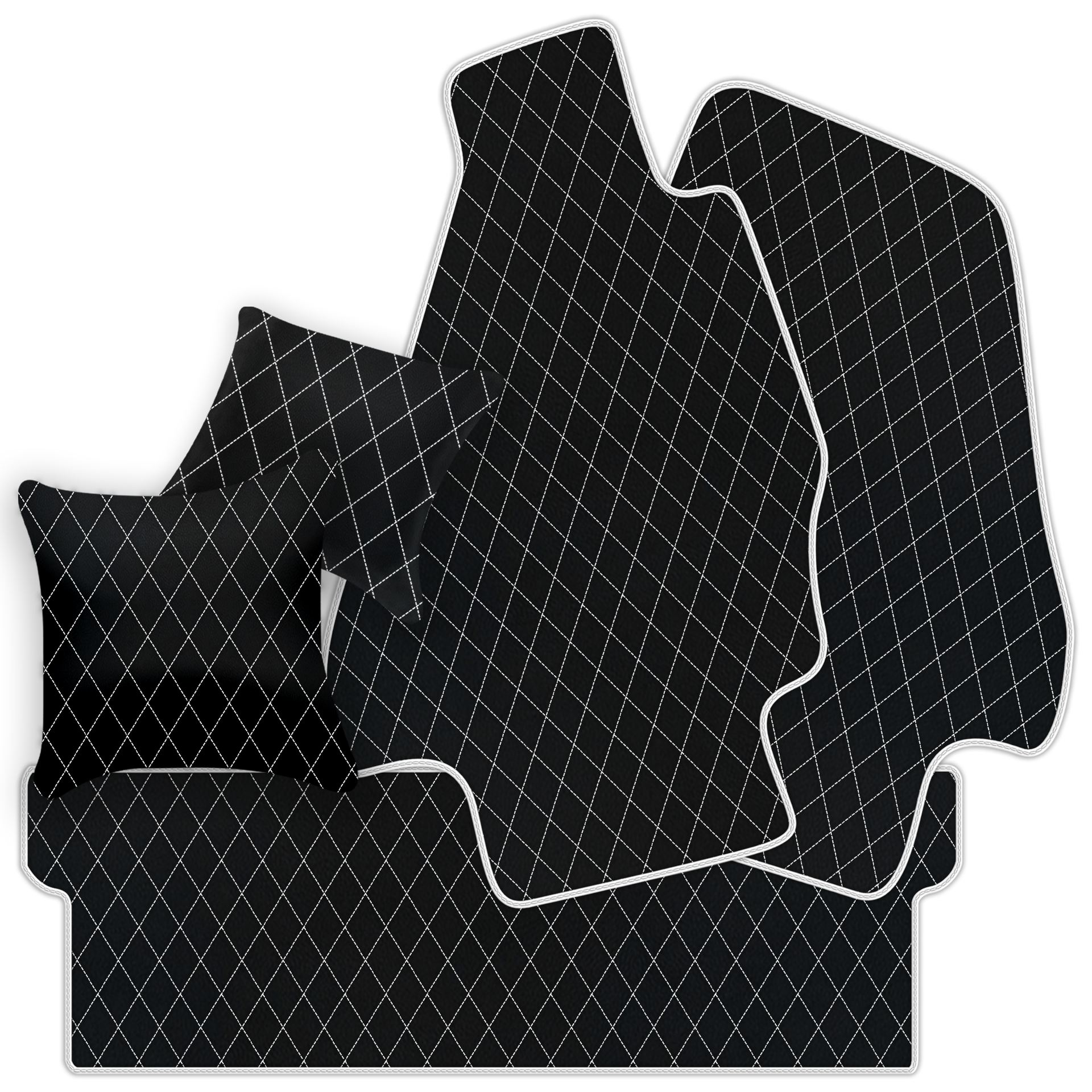 Tapis de voiture en cuir personnalisable avec motif en diamant unique pour Ferrari Dino GT4 (1973-1979) - AutoWin