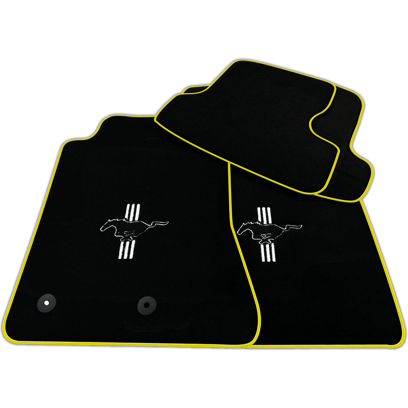 Black Floor Mats For Ford Mustang VI (2015-2023) with Pony | Various Trim Colors