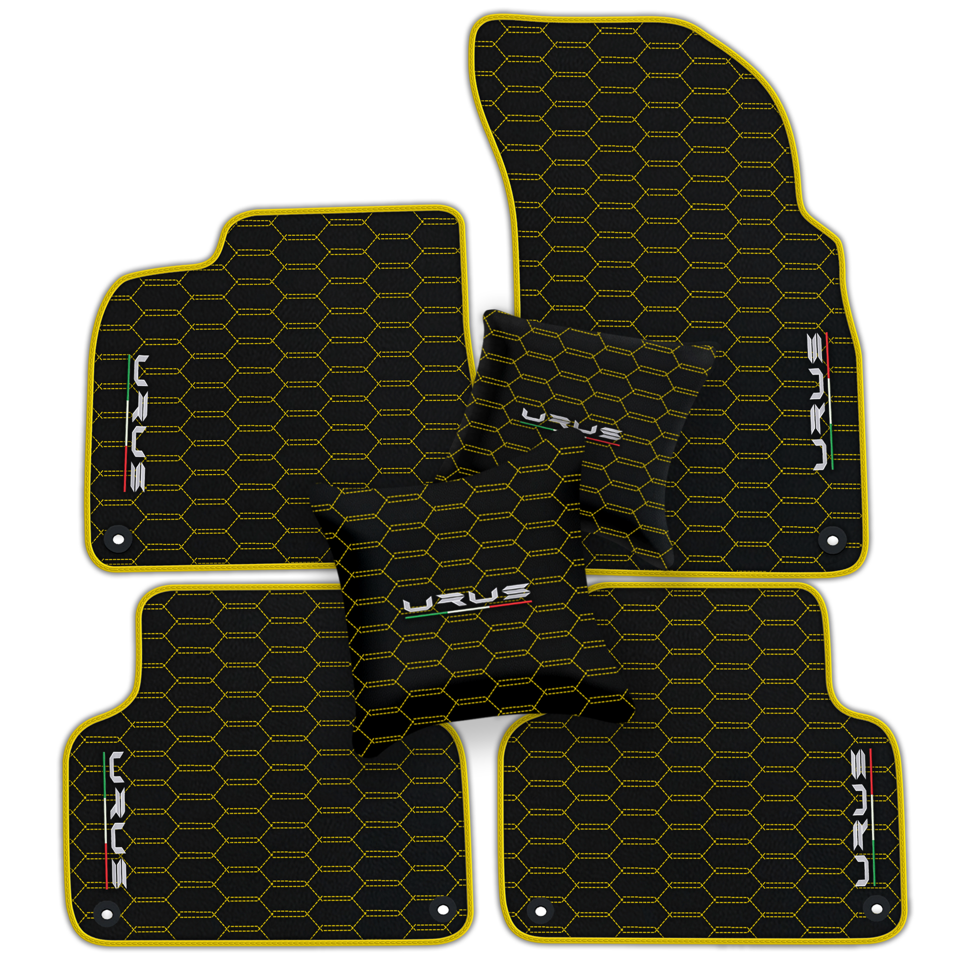 Floor Mats For Lamborghini Urus Black Tailored Yellow Edition - AutoWin.EU