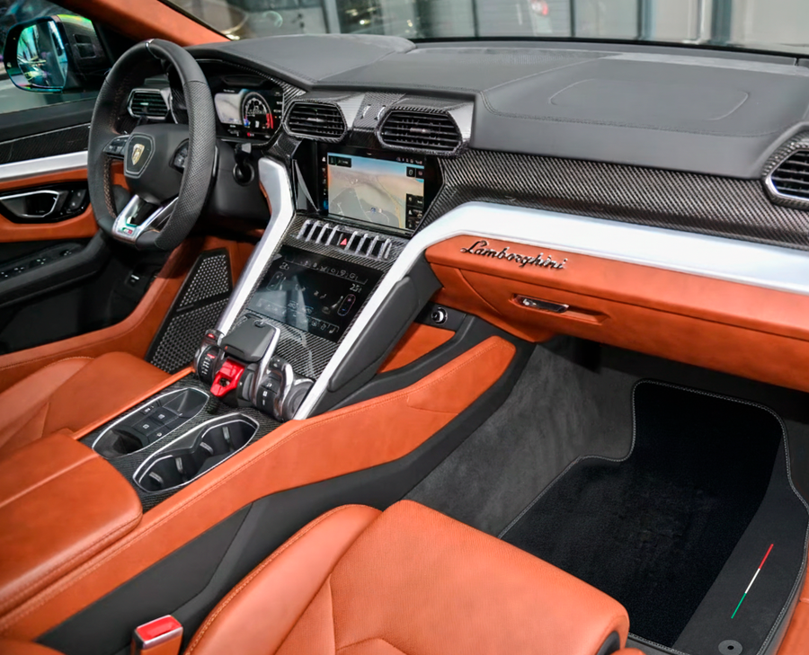 Tappetini per auto Neri per Lamborghini Urus con Pelle