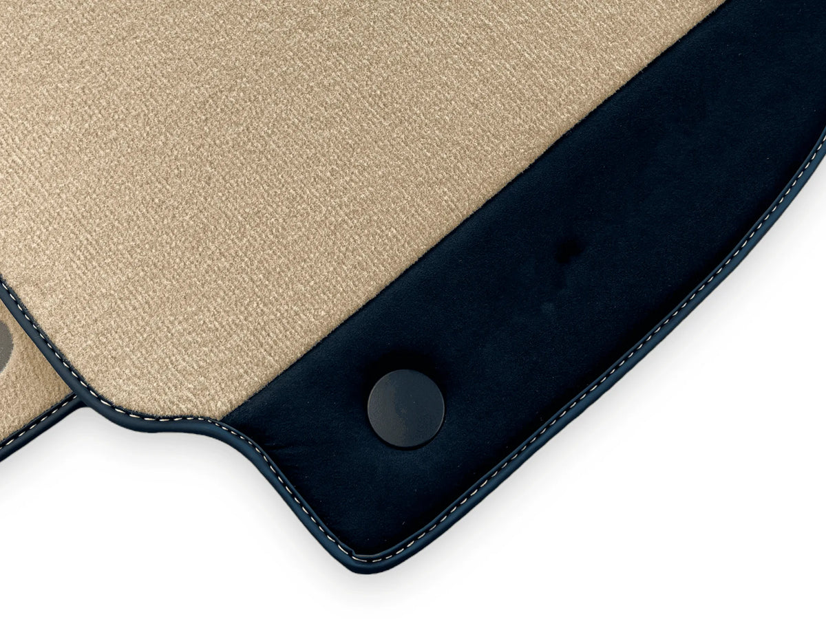 Beige Floor Mats For Ferrari 488 GTB 2016-2022 Carpets With Alcantara Leather - AutoWin