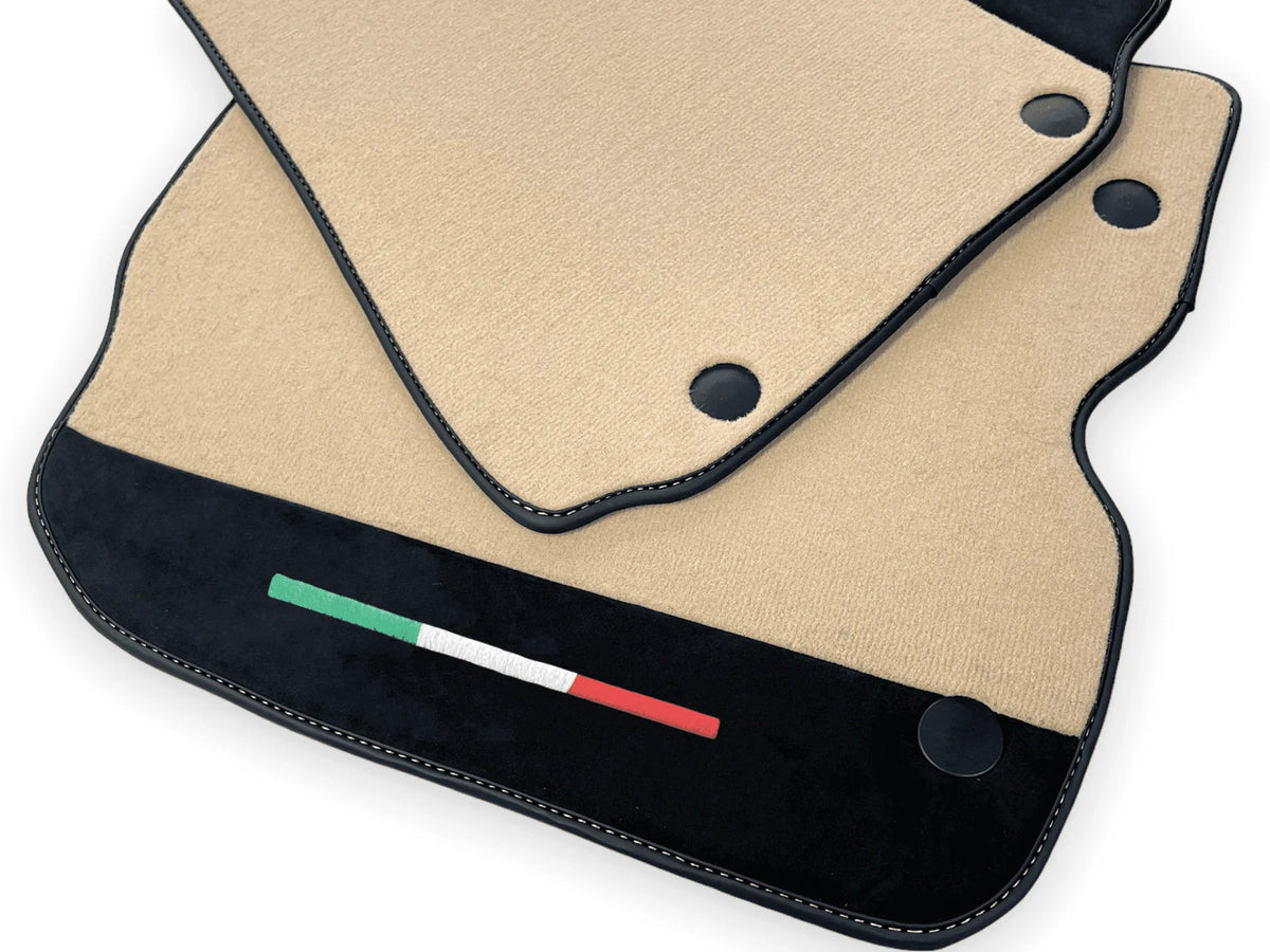 Beige Floor Mats For Ferrari F12 Berlinetta (2012-2022) With Alcantara Leather - AutoWin