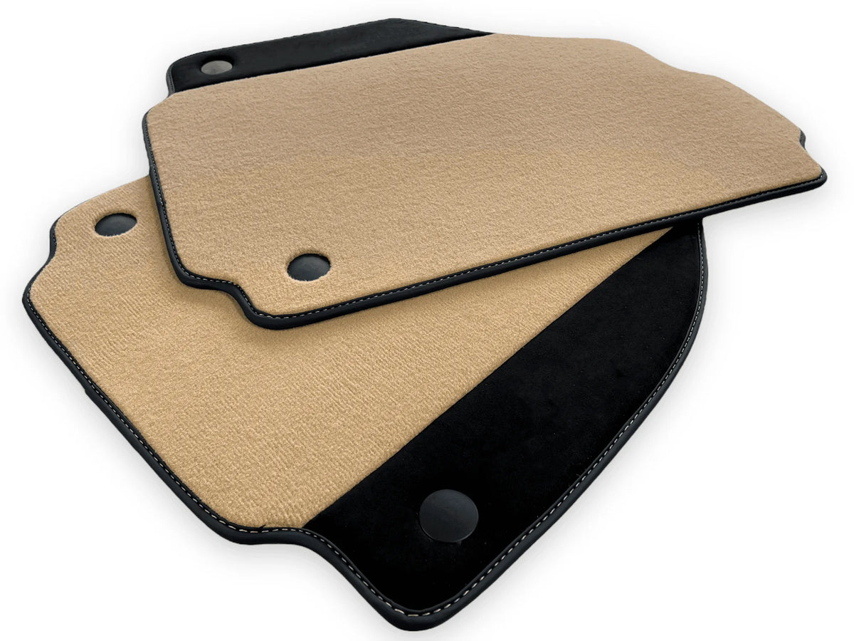 Beige Floor Mats For Ferrari F8 Spider 2019-2022 With Alcantara Leather - AutoWin