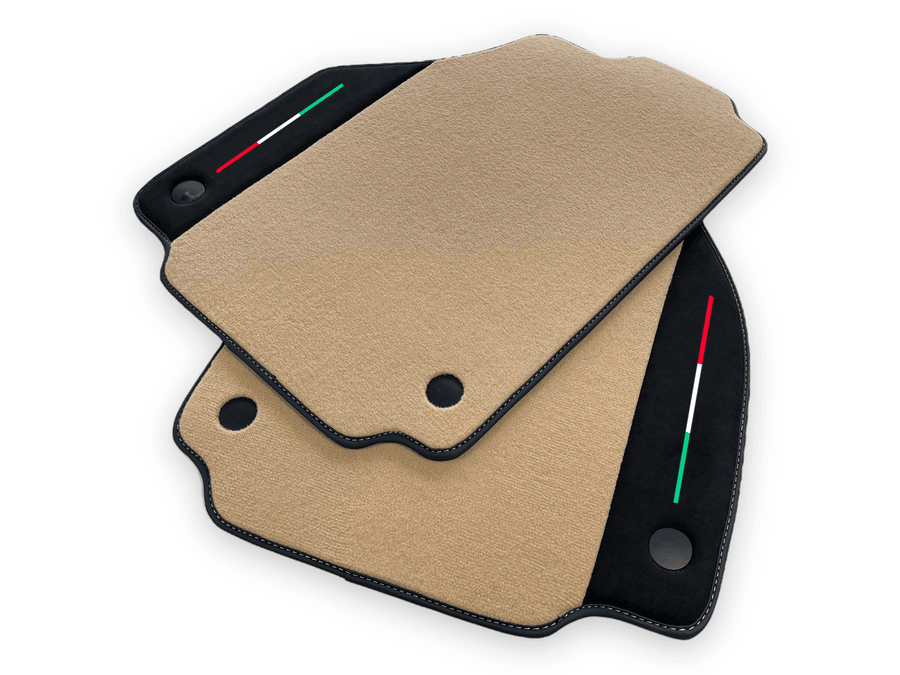 Beige Floor Mats For Ferrari F8 Spider 2019-2022 With Alcantara Leather - AutoWin