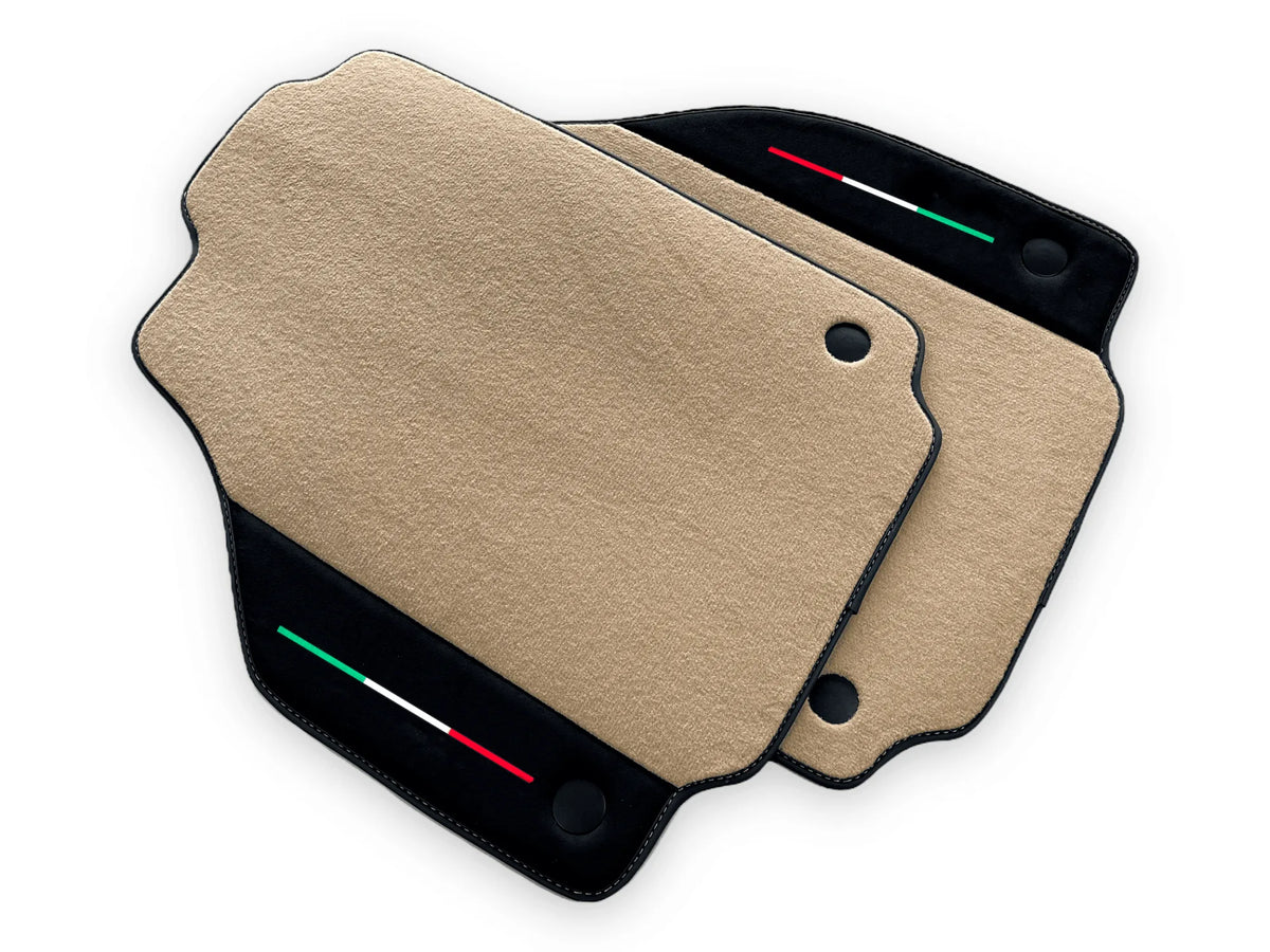 Beige Floor Mats For Ferrari F8 Tributo 2019-2022 With Alcantara Leather - AutoWin