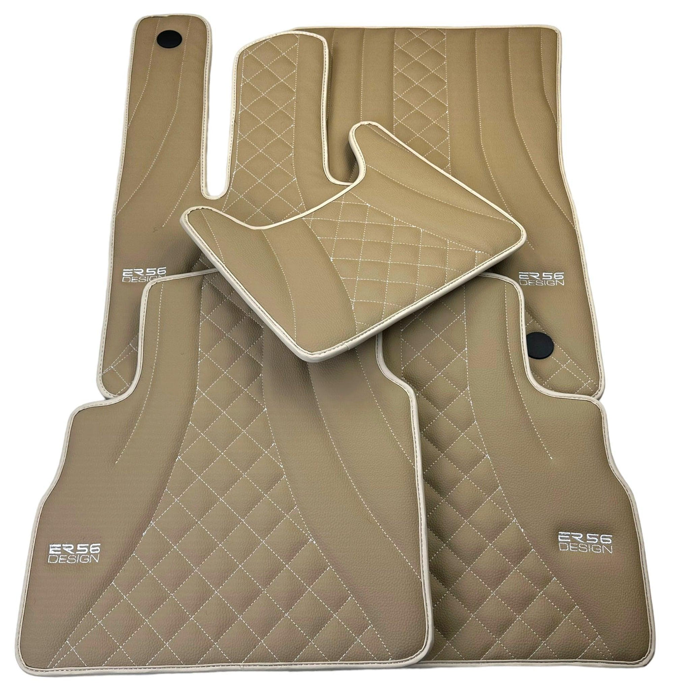 Beige Leather Floor Mats for Mercedes-Benz W463 (2008-2018) ER56 Design - AutoWin